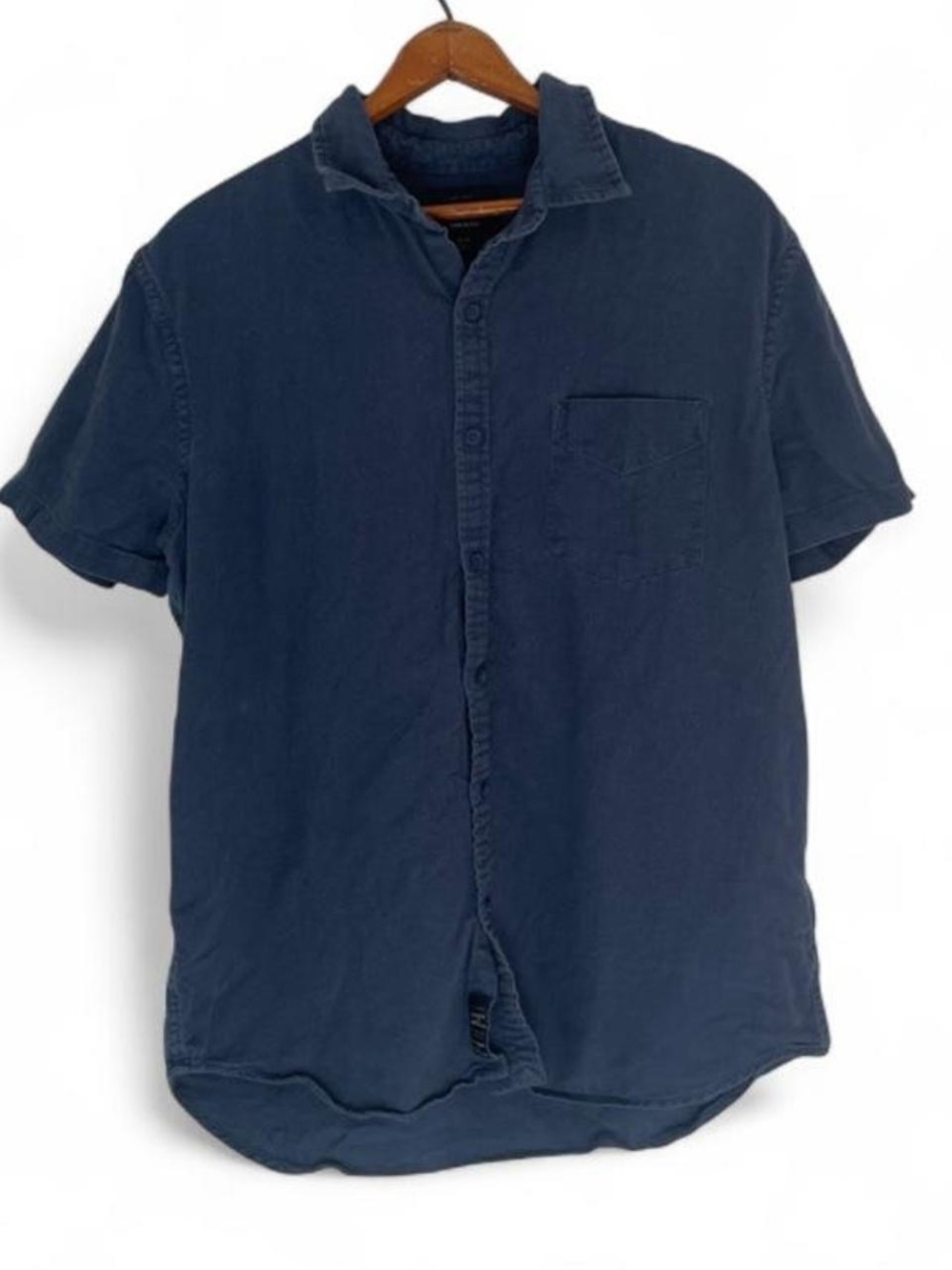 Lucky Brand Linen Blend Men's M Navy Button Down Shirt Casual Summer Spring Fall